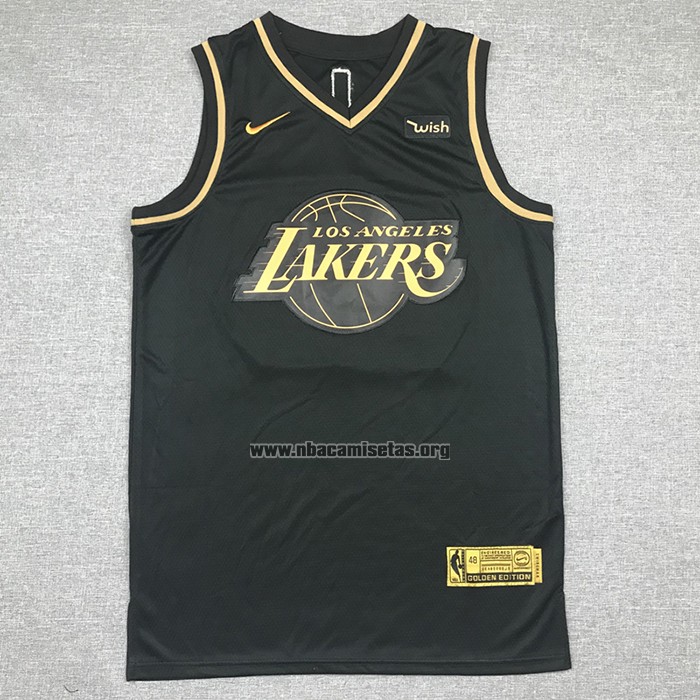 Camiseta Golden Edition Los Angeles Lakers Lebron James NO 23 Negro
